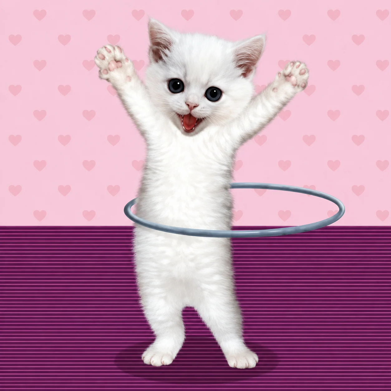 Hula Hoop Cat with both paws up